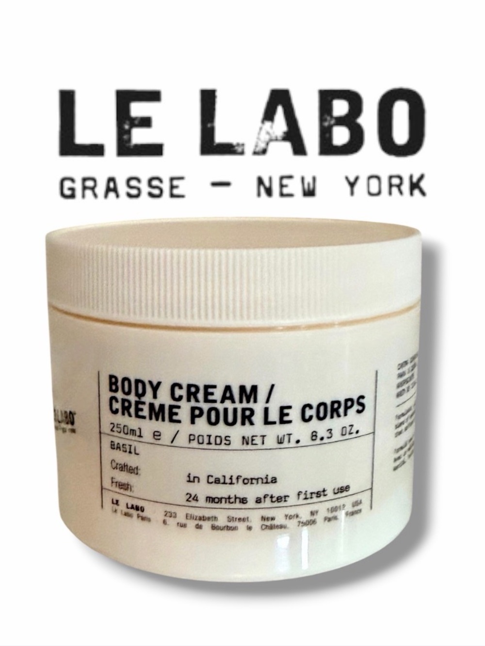 Le Labo Body Cream Basil 8.3oz /250ml Full Size Brand New